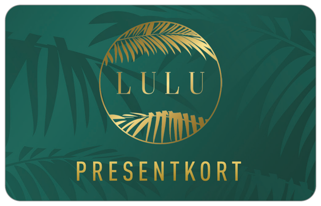 Presentkort för LULU med guldfoliering, tryckt av Sofos Card
